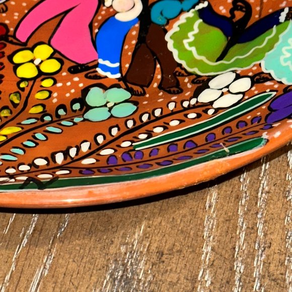 Hand Painted Mexican Folk Art WEDDING Story Plate - Picture 7 of 9